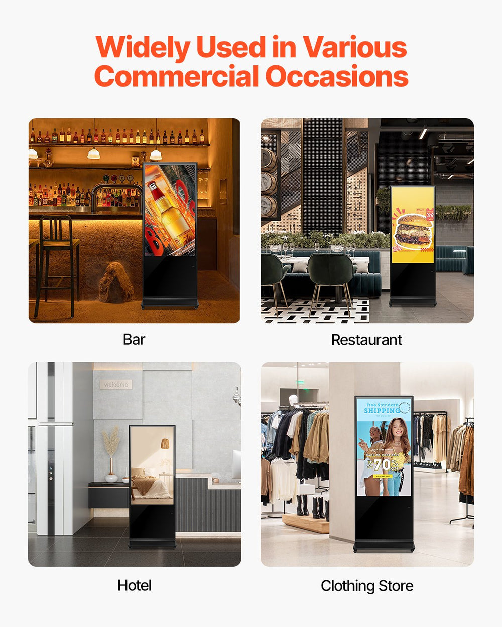 Vevor 4K Touchscreen Digital Signage Kiosk 55" Floor Standing LCD Display New