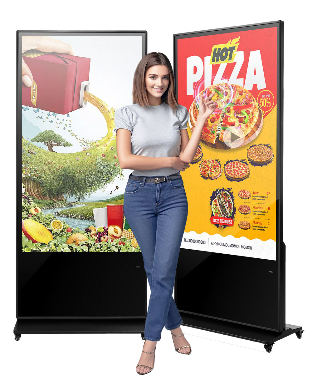 Vevor Scrolling Sign 65" 4K Touchscreen LCD Screen Floor Standing Display with Android 11 New