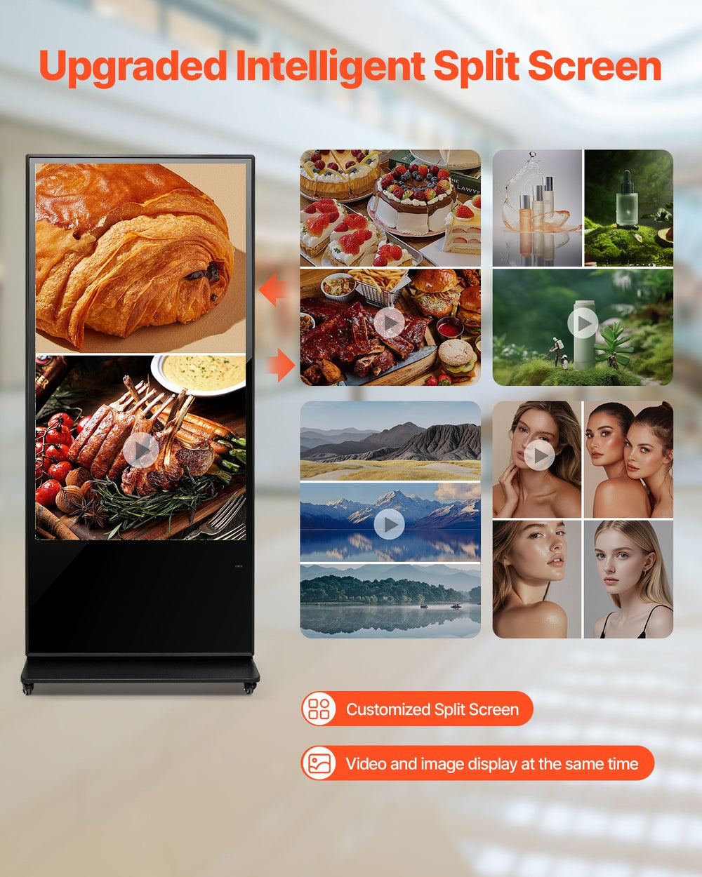 Vevor Scrolling Sign 65" 4K Touchscreen LCD Screen Floor Standing Display with Android 11 New
