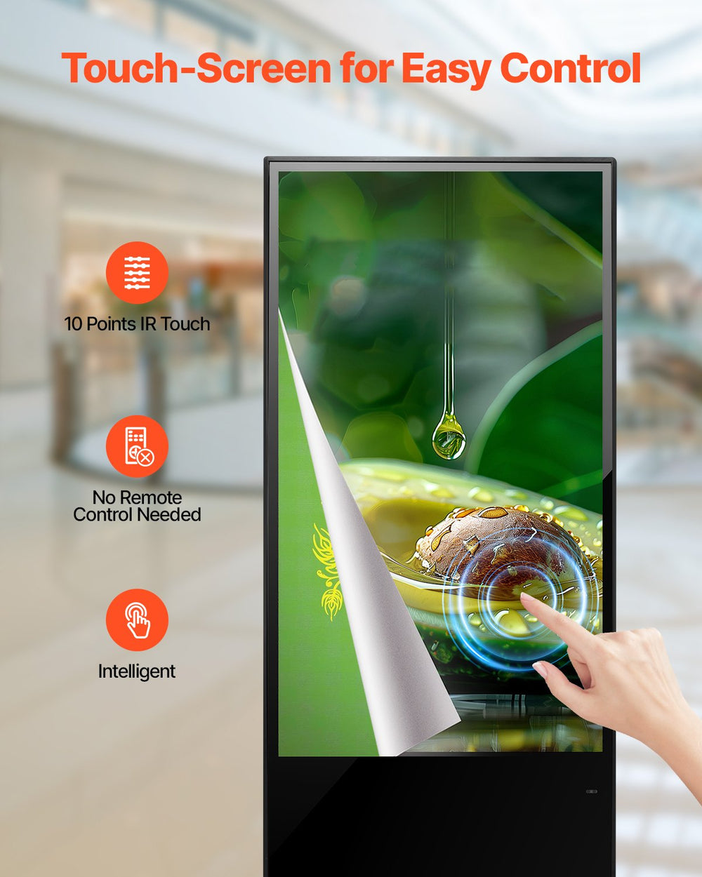 Vevor Scrolling Sign 65" 4K Touchscreen LCD Screen Floor Standing Display with Android 11 New