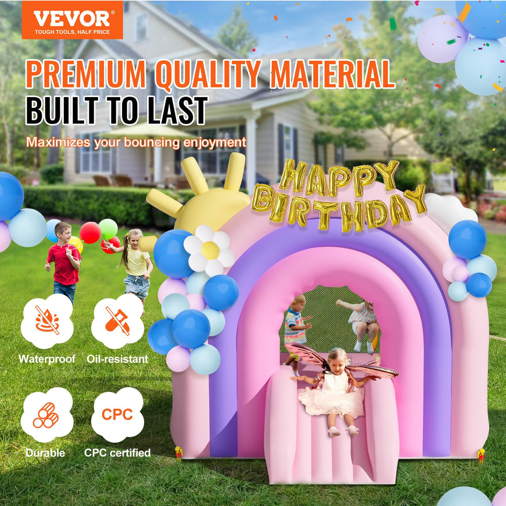 Vevor Inflatable Bounce House 110" x 90" x 90" Outdoor Playhouse Trampoline for Kid Ages 3-8 Years New