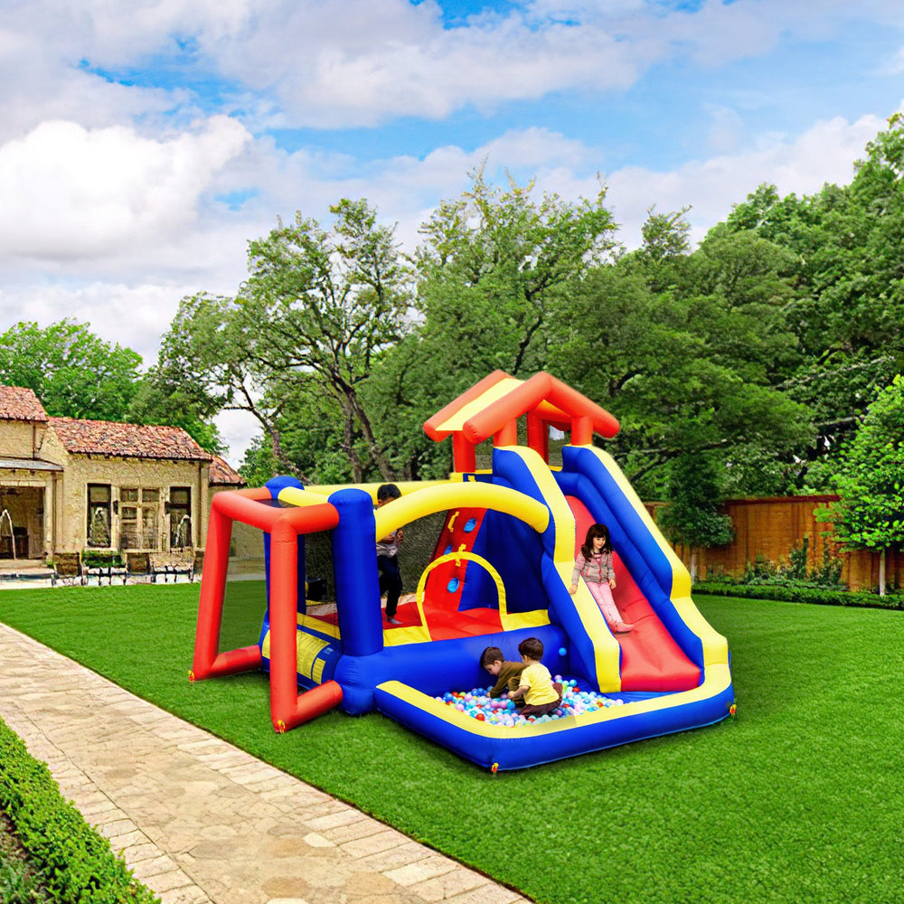 Vevor Inflatable Bounce House 131" x 133" x 90" Outdoor Playhouse Trampoline for Kid Ages 3-8 Years New