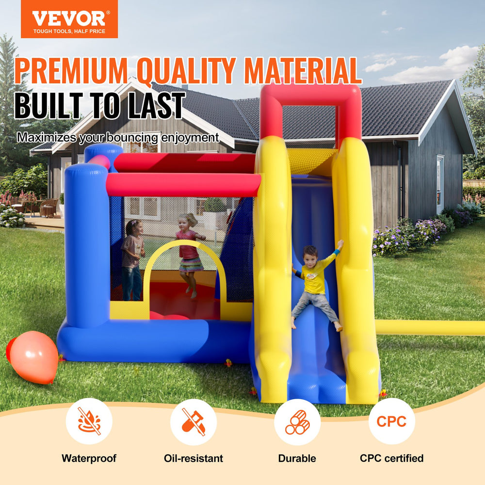 Vevor Inflatable Bounce House 133" x 102" x 90" Outdoor Playhouse Trampoline for Kid Ages 3-8 Years New