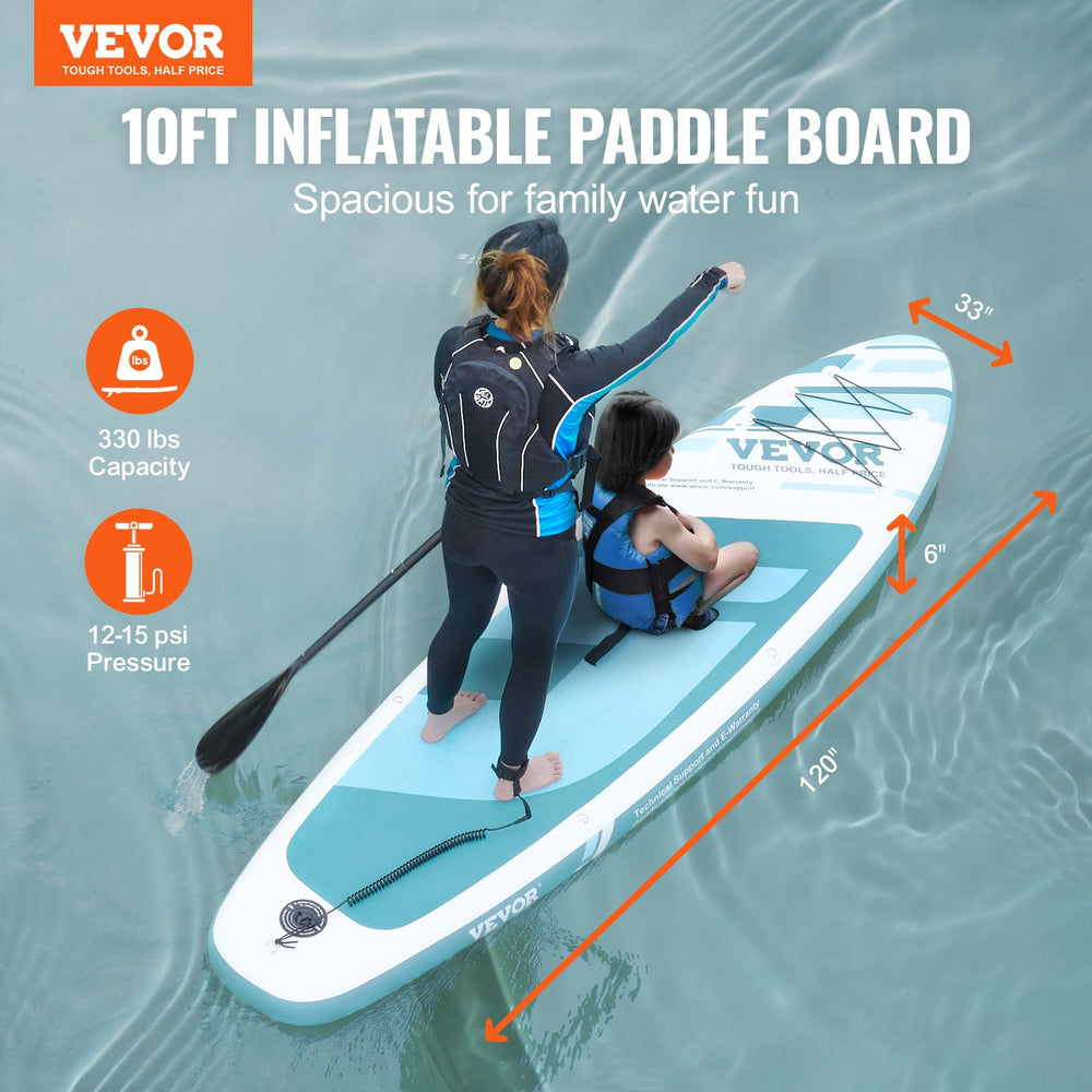 Vevor Inflatable Stand Up Paddle Board 10' x 33" x 6" Wide Non-Slip Deck Quick Inflation Accessories Included New