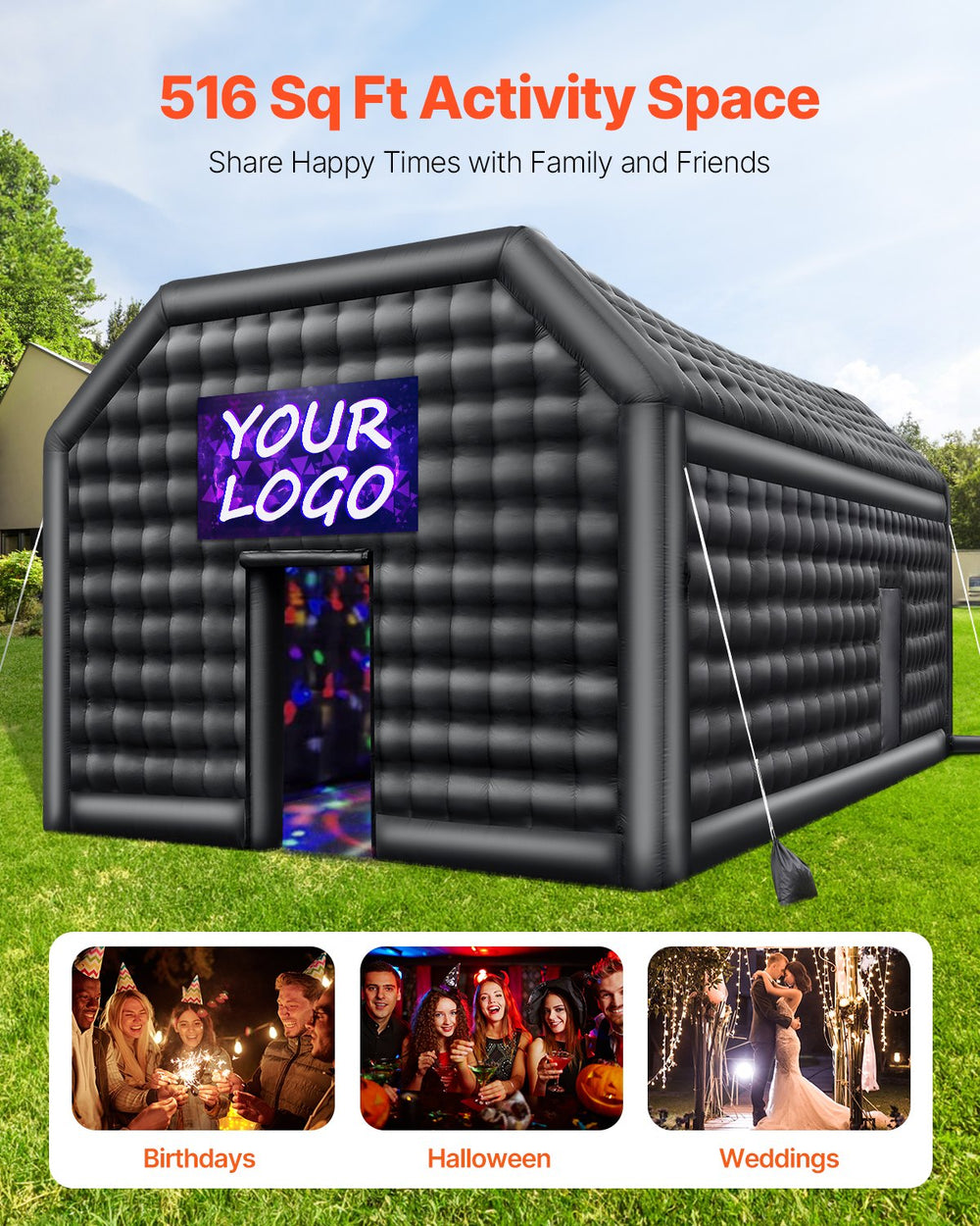 inflatable nightclub tent VEVOR Inflatable Nightclub 26.2 x 19.7 x 13.1 ft Blow up Party Tent with 1100W Blower Large Inflatable Night Club Tent for Adults Easy Setup