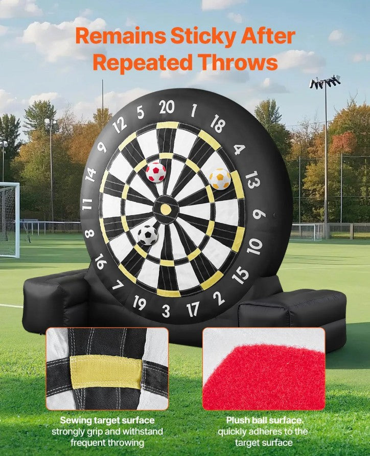Vevor Inflatable Soccer Dart Board 8' Tall Includes 370W Blower and 9 Kick Balls New