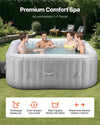 Vevor Inflatable Hot Tub 72.8" x 26" 4 to 6 Person Square Portable Spa 130 Jets New