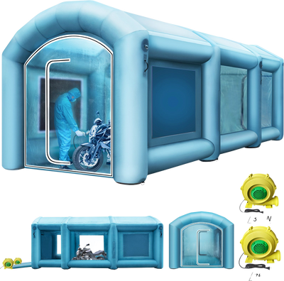 Vevor Inflatable Spray Booth 20' x 10' x 8.2' Spray Tent 750W 350W Blowers and Filter New