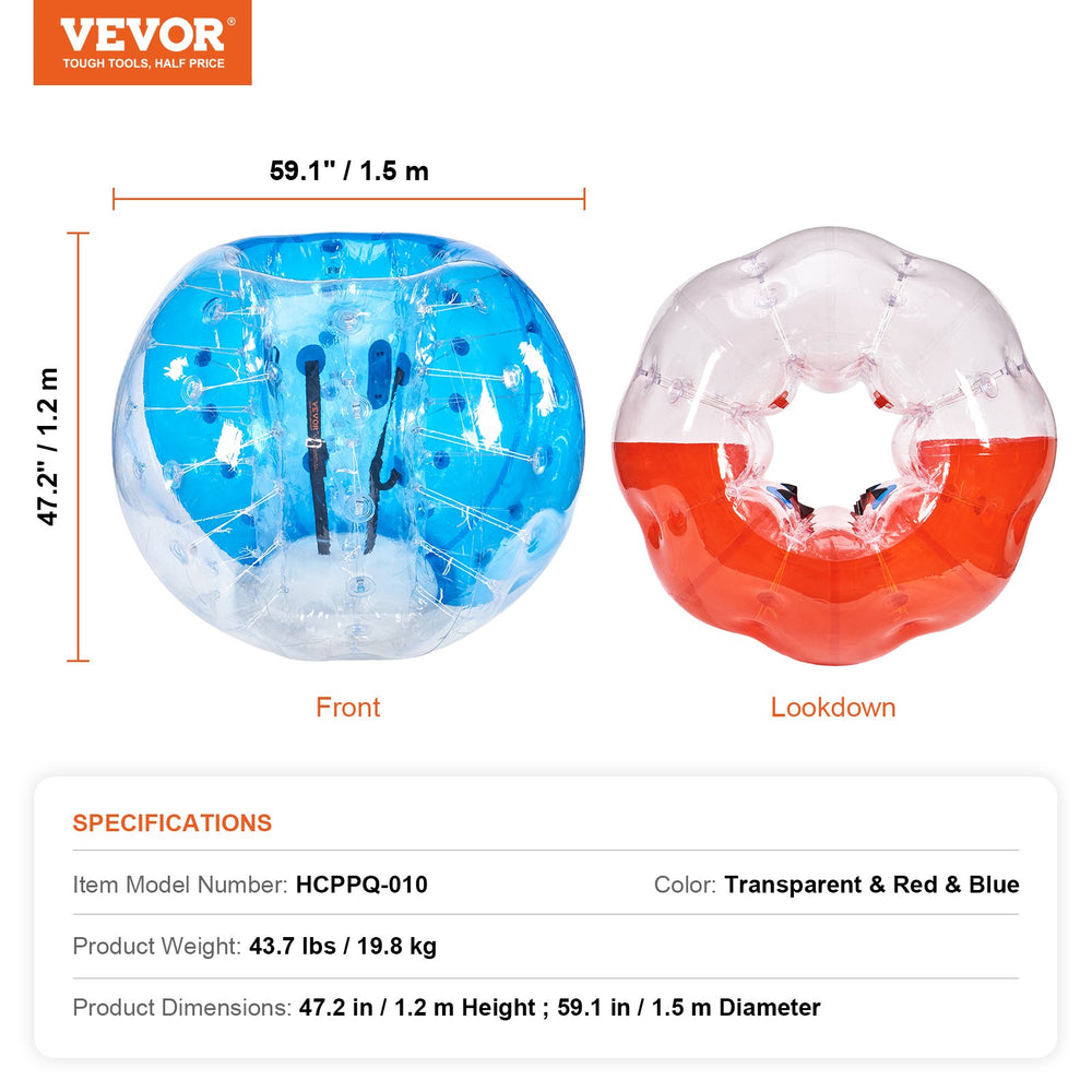 Vevor Inflatable Bumper Balls 5' Body Sumo Zorb Balls 2-Pack New