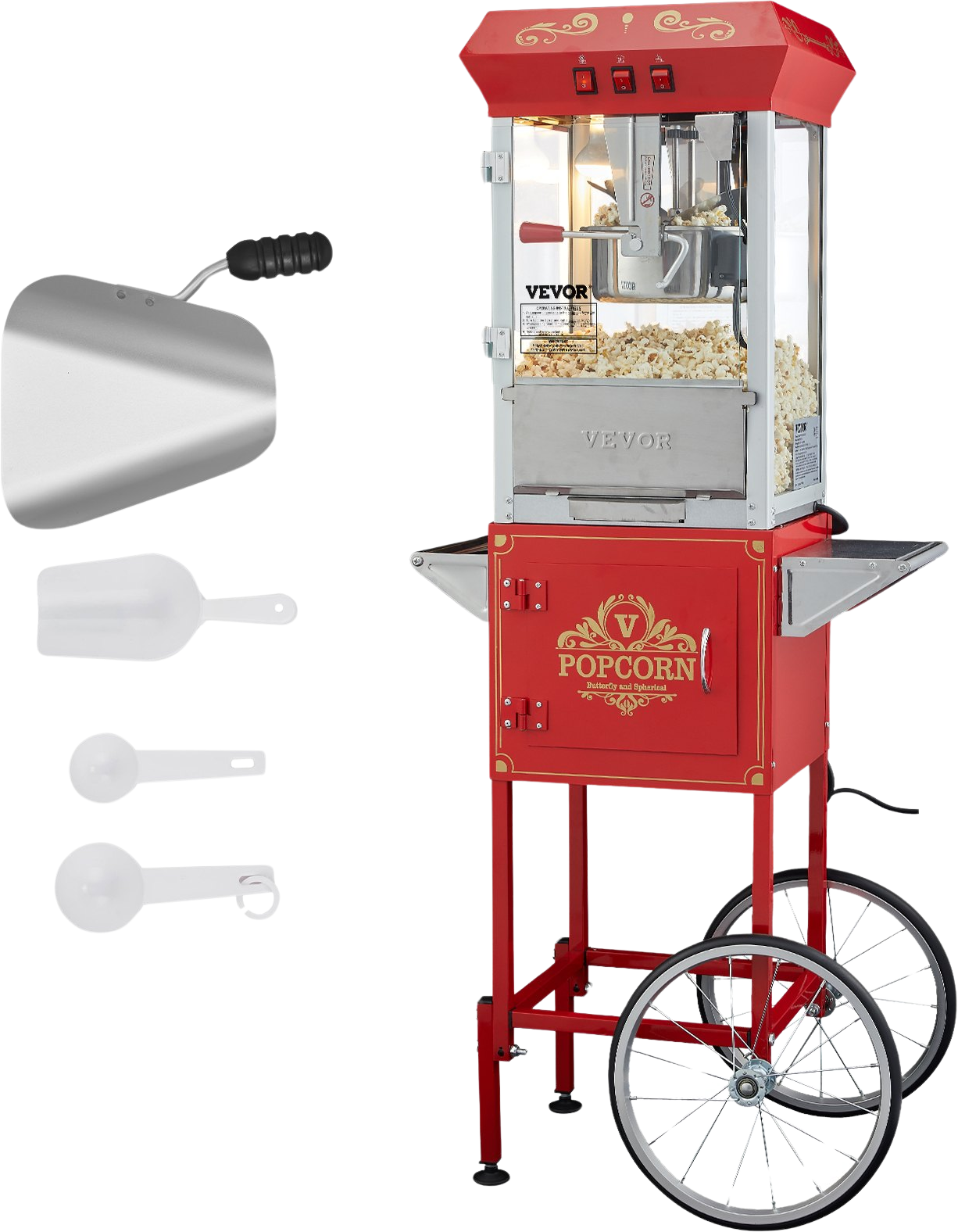 Vevor Popcorn Popper Machine 8 oz. Kettle 850W Popcorn Maker on Wheels New