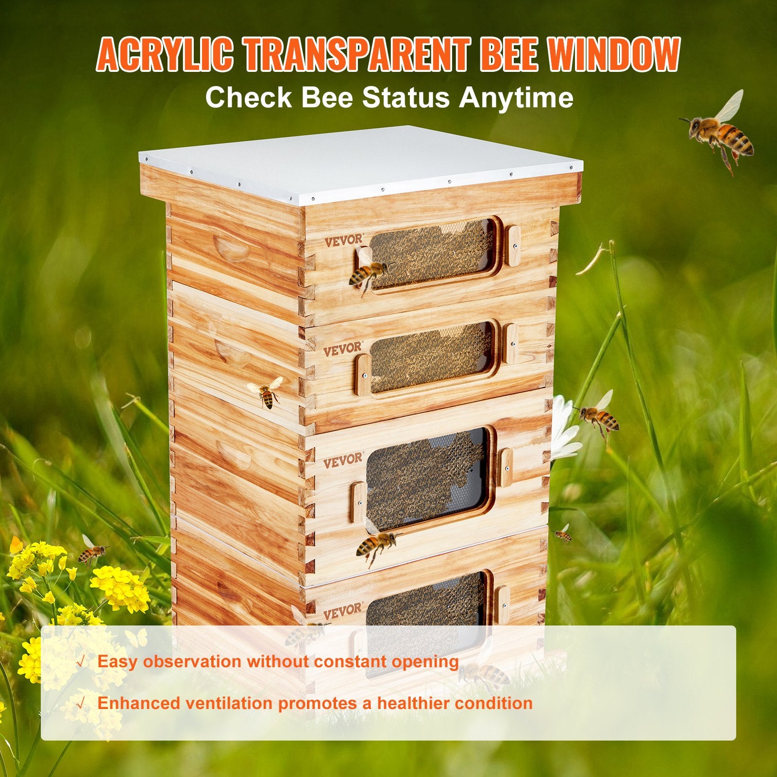 BEE-HIVE フライヤー VEVOR Bee Hive 40 Frame Bee Hives Starter Kit, Beeswax