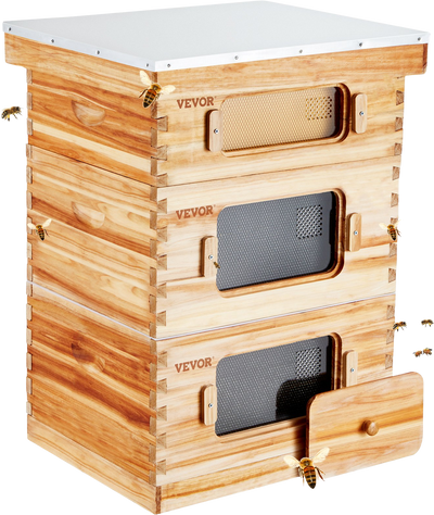 Vevor Bee Hive 30 Frame Kit Beeswax Coated Cedar Wood 2 Deep and 1 Medium Size Boxes New