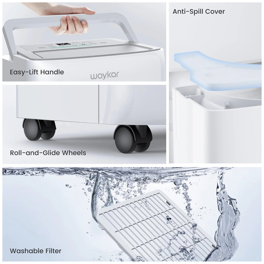 Waykar Dehumidifier 150 Pints with Colored Humidistat Pump Auto Swing Energy Star New
