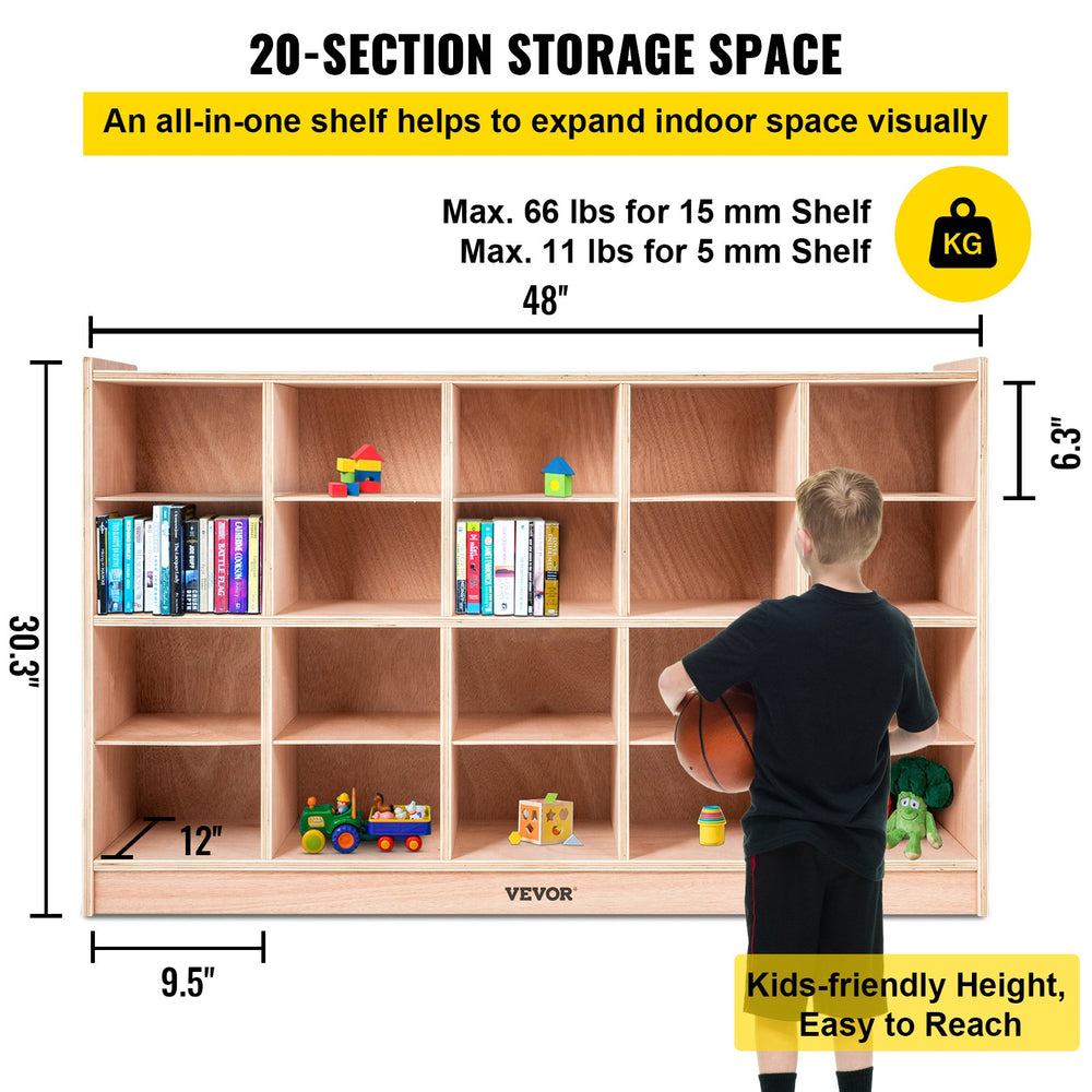 Vevor 20 Cubby Wooden Storage Unit 30" Height Durable New