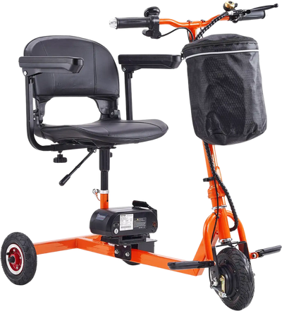 Vevor Mobility Scooter 3 Wheel Foldable 330 lbs. Capacity 48V 4 MPH 12 Mile Range Orange New