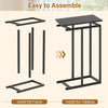 C-shaped end table assembly instructions showing frame and tabletop pieces for easy setup and space-saving design.