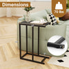 C-shaped end table with metal legs, 25" height, designed to slide under couch for coffee, laptop, or tablet use.