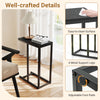 C-shaped end table with easy-to-clean surface, sturdy metal legs, and adjustable foot pads for versatile placement.