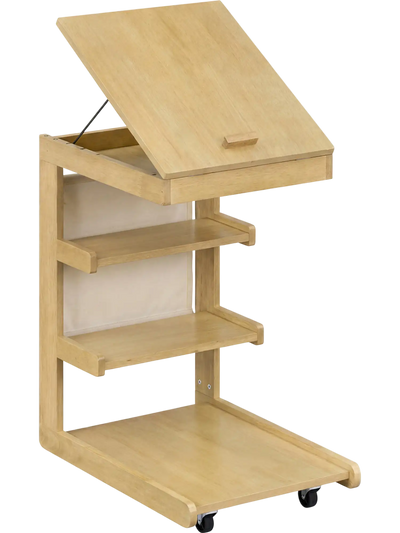 Costway C-Shaped End Table w/ Wheels Adjustable Desktop Sofa Bedside 22040112 New