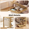 C-shaped end table with adjustable desktop, hidden storage, and open shelves, perfect for sofa or bedside use.