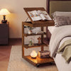 C-shaped End Table with Wheels and Adjustable Desktop for Sofa Couch Bedside-Brown - Gallery View 1 of 9