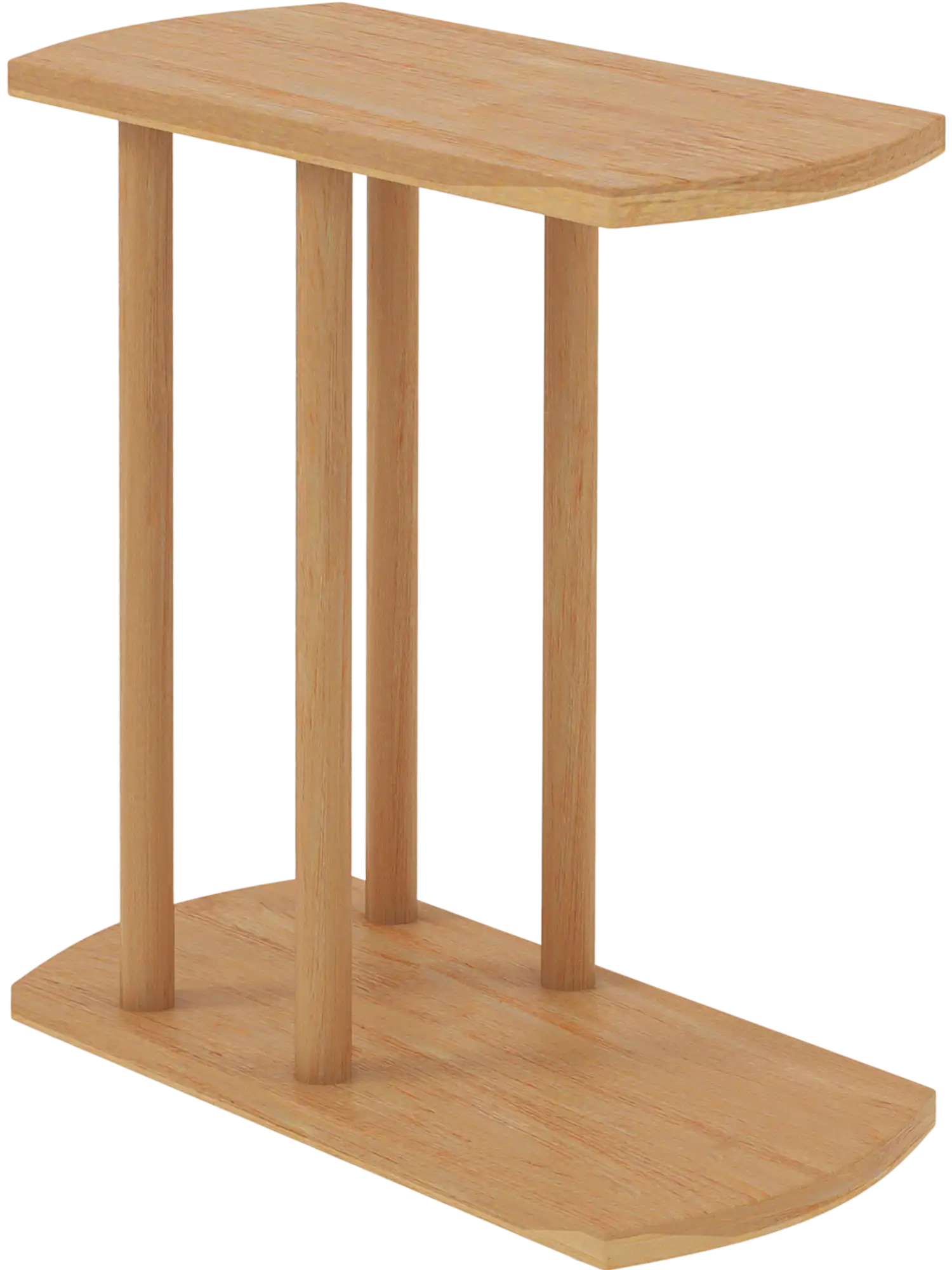 Costway C-Shaped 2-Tier Teak Wood Side Table 14459399 New