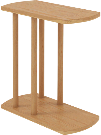 Costway C-Shaped 2-Tier Teak Wood Side Table 14459399 New
