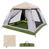 Instant pop-up camping tent for 2-4 people with removable rainfly, large interior space, and mesh ventilation.