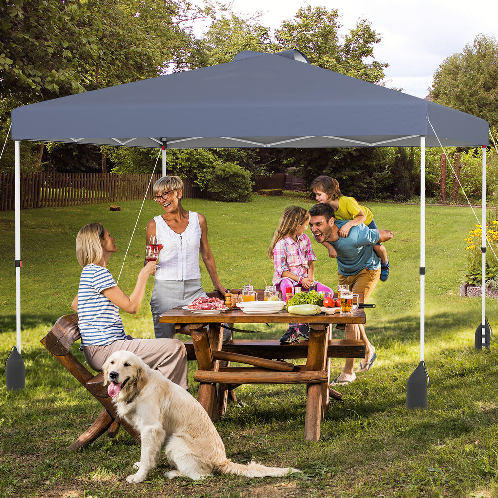 10 X 10 FT Pop up Canopy Tent with 1 Sidewall and Wheeled Bag-Gray - Gallery View 1 of 10