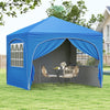Blue 10x10 FT pop-up canopy tent with removable sidewalls, ideal for outdoor events and providing UPF50+ sun protection.