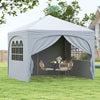 10 X 10 FT Pop up Canopy Tent with 4 Removable Sidewall-White - Gallery View 1 of 10
