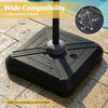 Cantilever offset umbrella base with wheels, made of durable HDPE, designed for stability at poolside or patio.