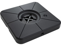 Heavy-duty black cantilever patio umbrella base, 220 lbs capacity, fillable with water or sand for stability.