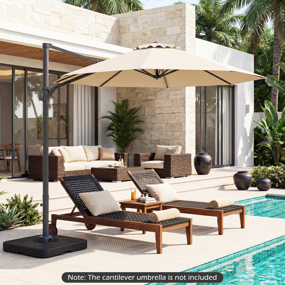 Cantilever Patio Umbrella Base 220 LBS Water and Sand Fillable Weighted Stand-Black丨Costway