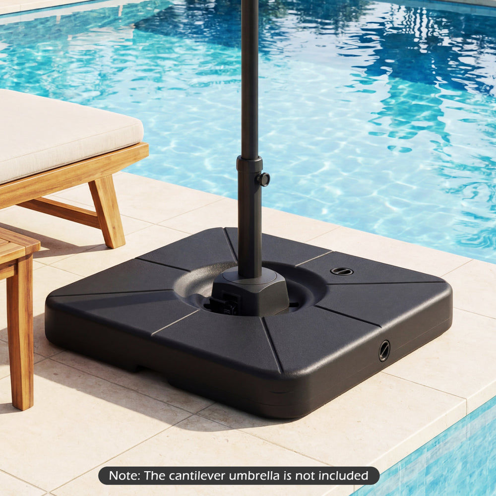 Cantilever Patio Umbrella Base 220 LBS Water and Sand Fillable Weighted Stand-Black丨Costway