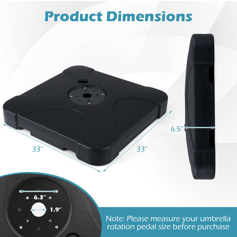 Heavy-duty cantilever patio umbrella base with 242 lbs capacity, featuring a refillable reservoir and easy-grip handles.