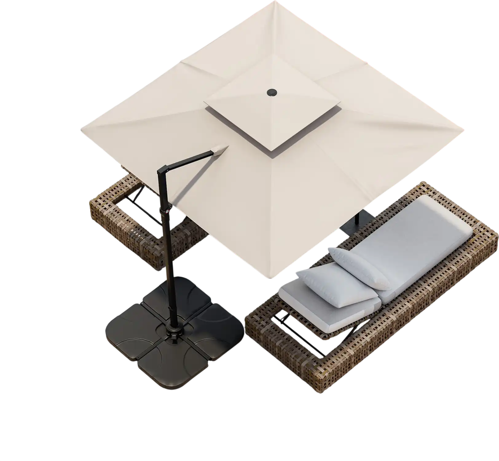 Costway 9.5' Cantilever Patio Umbrella 360° Rotation Double Top Beige 79214658 New