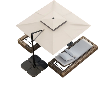 Costway 9.5' Cantilever Patio Umbrella 360° Rotation Double Top Beige 79214658 New