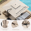 9.5 feet cantilever patio umbrella with dual vented top, beige fabric, and 360° rotation for optimal shade and air.