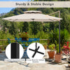 9.5 feet cantilever patio umbrella in beige with rustproof aluminum pole and cross base for added stability, ideal for.