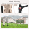 Quick opening instructions for the 9.5 feet cantilever patio umbrella with 360° rotation and beige fabric.