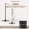 Dimensions of the 9.5 feet cantilever patio umbrella in beige, highlighting its height and coverage for optimal shade.