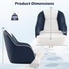Captain bucket seat with blue PVC leather, 6" thick padding, and armrests, ideal for pontoon boats and water adventures.