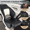 Captain bucket seat in black with waterproof PVC leather, featuring thick padding and ergonomic design for boat use.