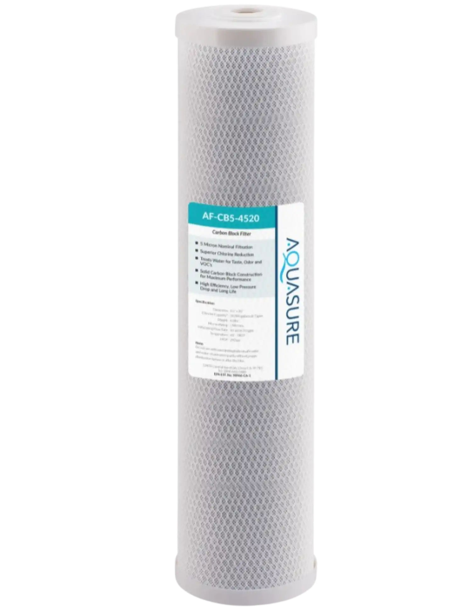 Aquasure AF-CB5-4520 Fortitude V Series 20 Inch High Flow 5 Micron Carbon Block Filter New