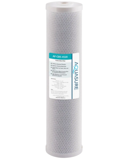 Aquasure AF-CB5-4520 Fortitude V Series 20 Inch High Flow 5 Micron Carbon Block Filter New