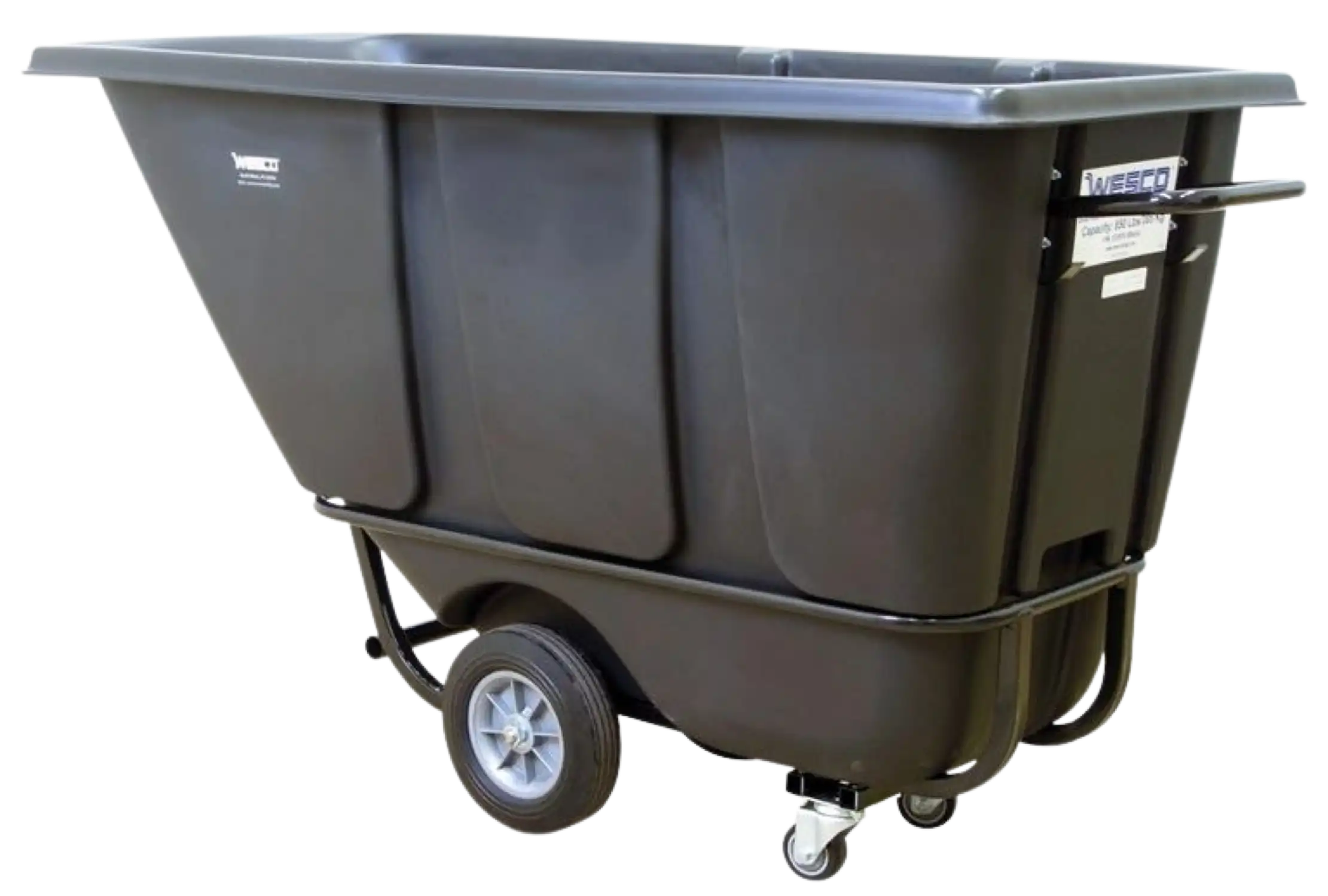 Wesco 272576  1/2 Cubic Yard Plastic Poly Tilt Cart 850 lbs. Capacity Black New