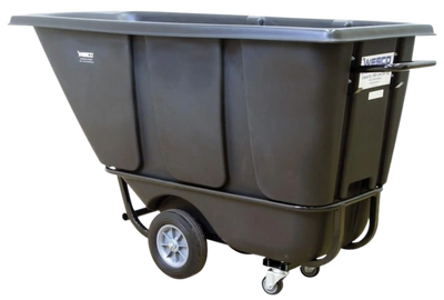 Wesco 272576  1/2 Cubic Yard Plastic Poly Tilt Cart 850 lbs. Capacity Black New