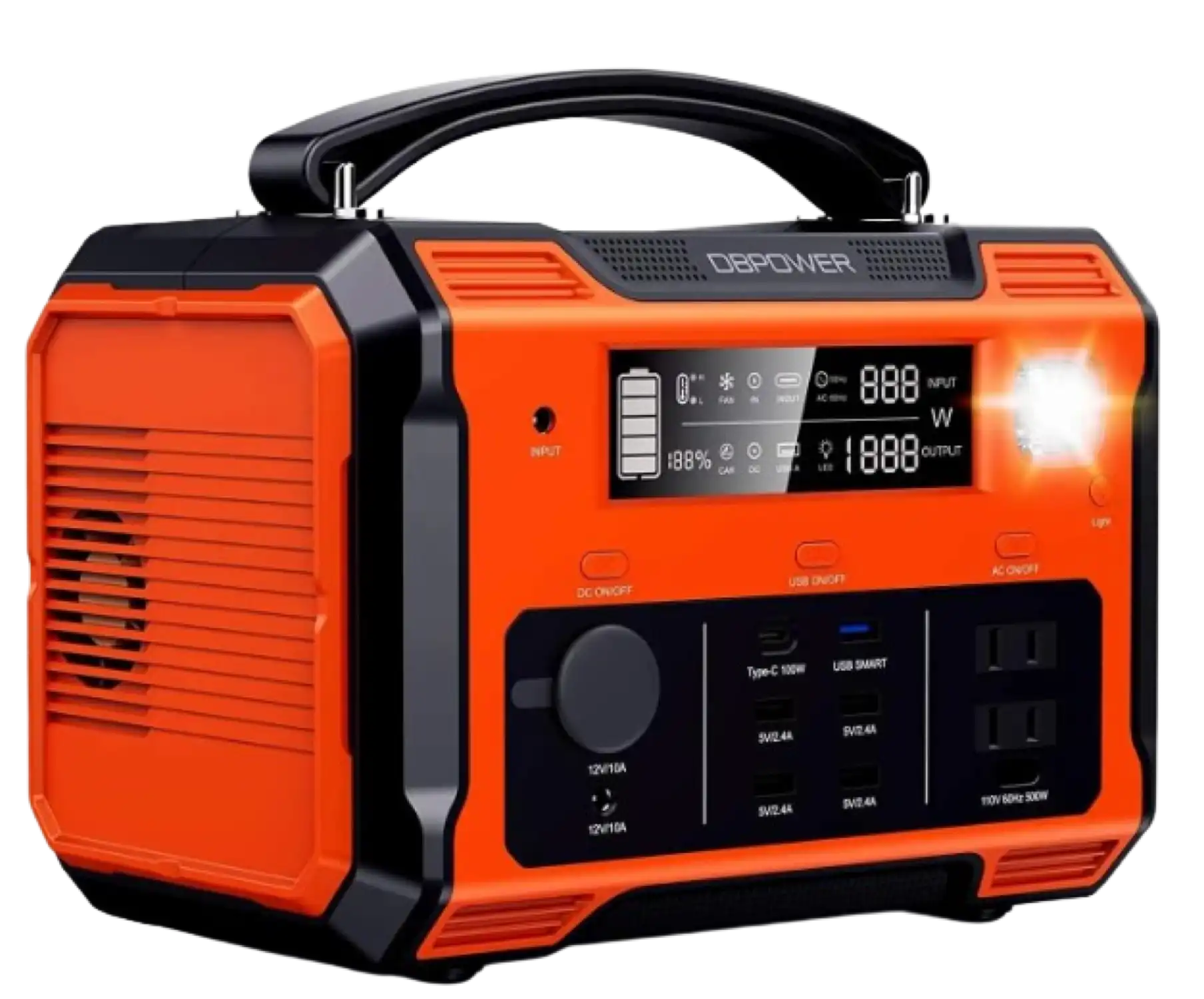 DBPOWER PWPG0009 500W 505Wh 140000mAh Portable Power Station w/ LED Light Solar Battery Generator New