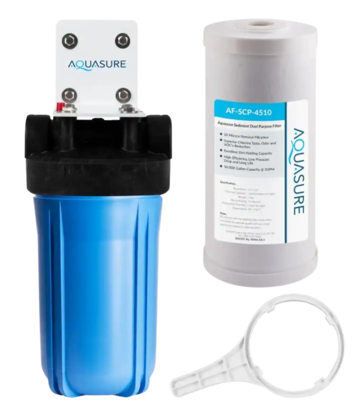 Aquasure AS-F110SCP Fortitude V Series 10 Inch High Flow Whole House Sediment and Carbon Dual Purpose Water Filter New